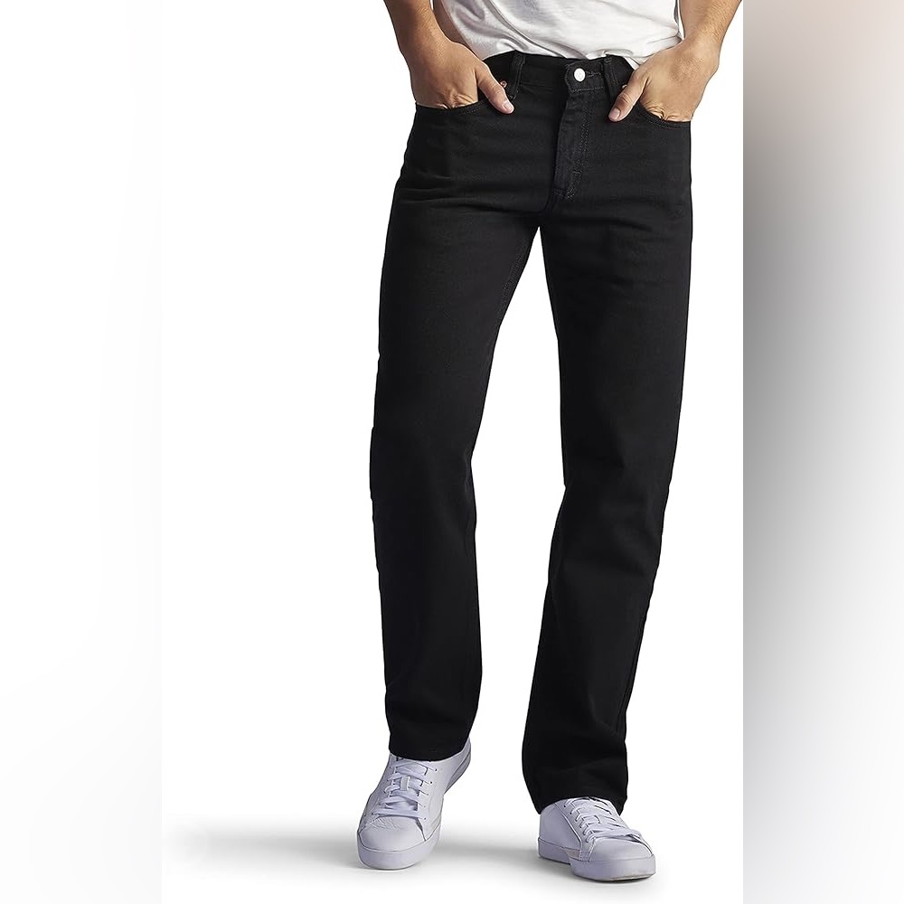 Lee - Men's Regular Fit Straight Leg Jeans Double Black 42x32